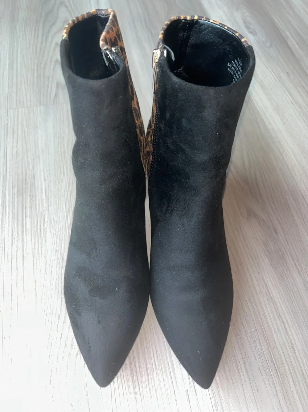 Nine West Ilioria Ankle Boots Women’s 7.5 Black Leopard Animal Print Booties